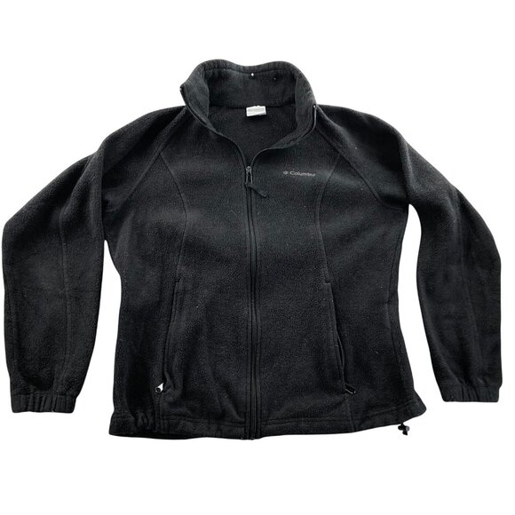 Columbia Womens Fleece Jacket Small Full Zip Stand Collar Black Cozy Casual - Picture 1 of 12